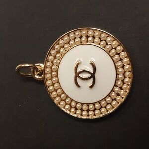 CC Gold and White Logo Pendant Charm